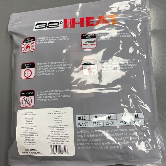 NEW 32 Degrees Heat Women's S 2-Pack Base Layer Legging Pants Black - Picture 4 of 5